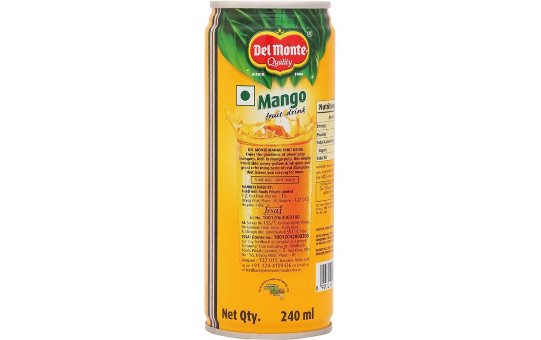 Del Monte Mango Fruit Drink   Tin  240 millilitre